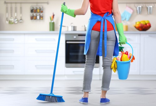 Cleaning floors and kitchen surface